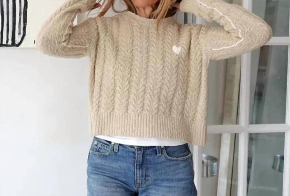 NEW KERRI ROSENTHAL dune long sleeve sweater in oak